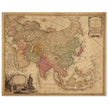 Ancient vintage map of Asia. Beautiful  from an antique asian map of the XVIII century. Art print.