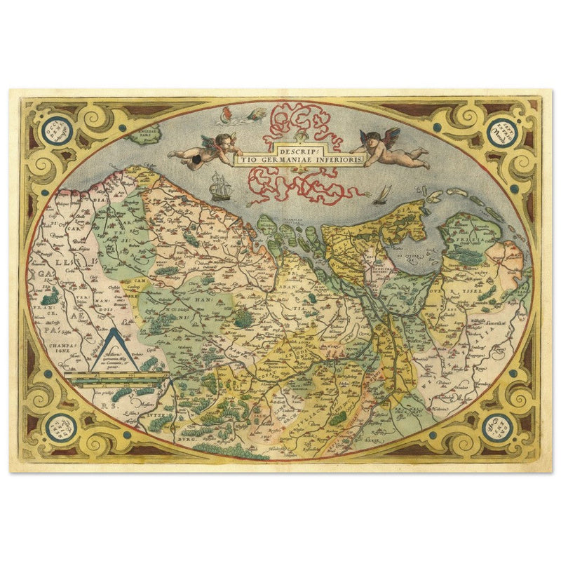 Ancient map of the Low countries ( Belgium, Netherlands and Luxembourg ) by Ortelius.