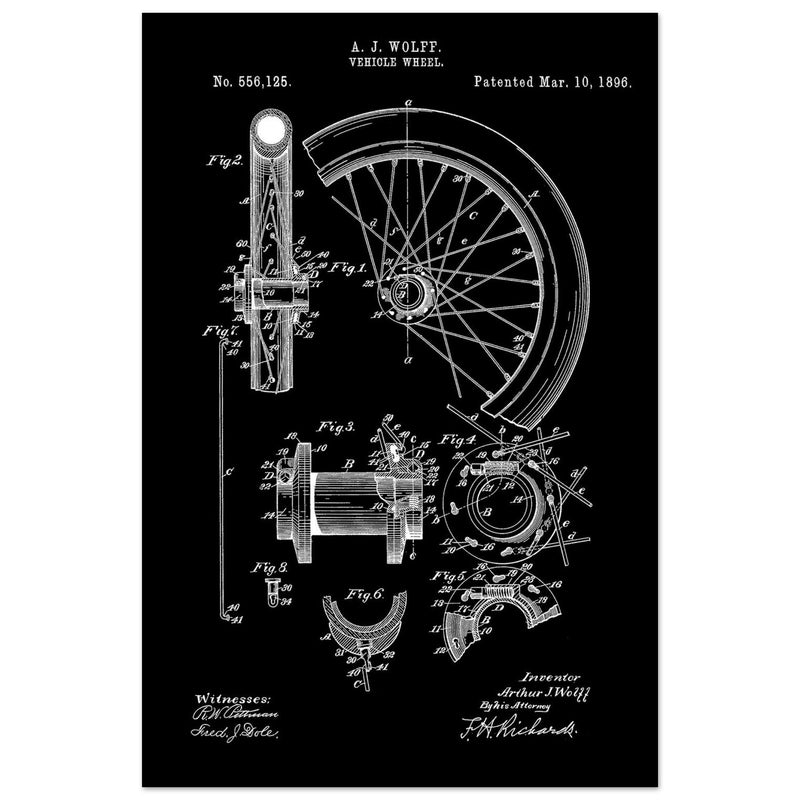 Vehicle whell patent illustration. Vintage drawing .