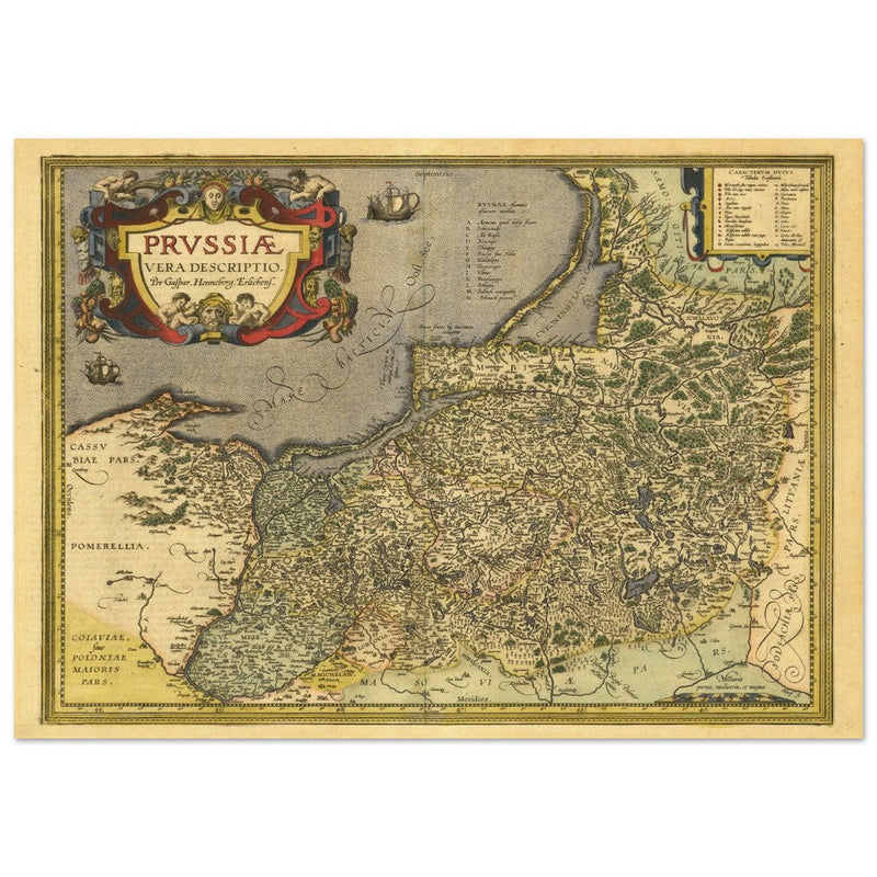 Ancient map of Prussia by Abraham Ortelius. Historic vintage map of 1570.