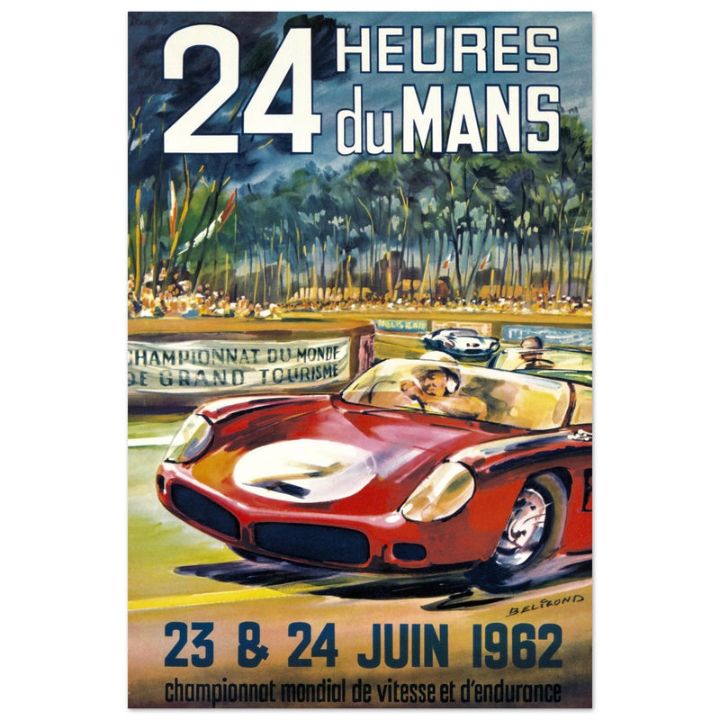 Le Mans 24 hours sports car race vintage print  1962. poster by Belegond.