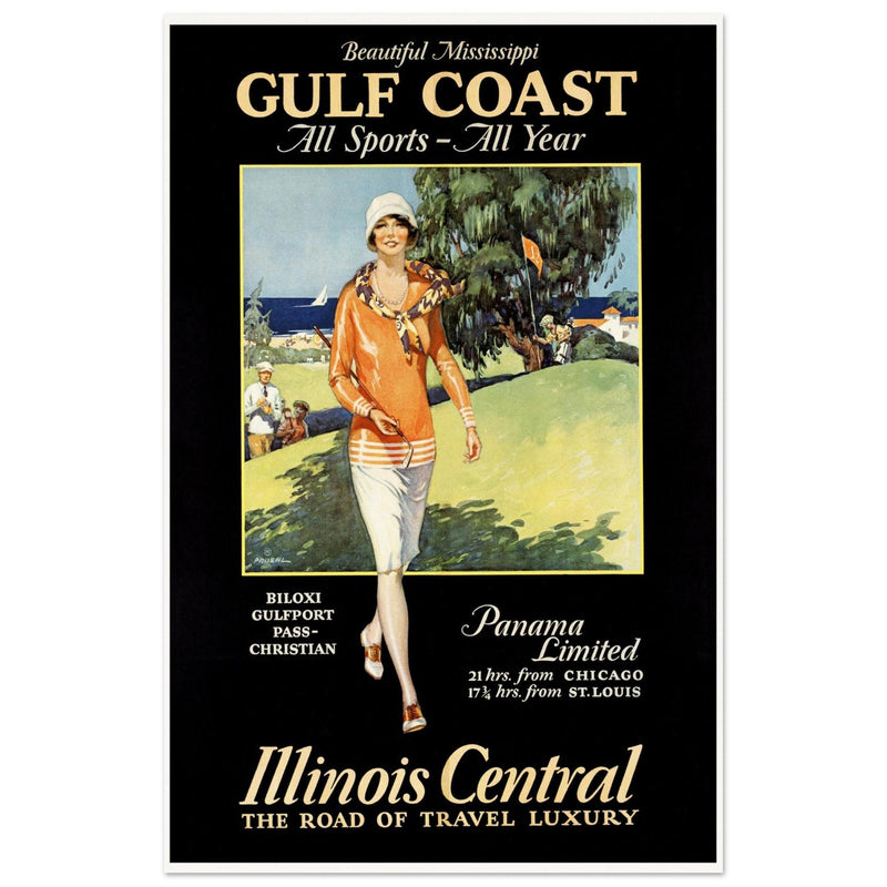 Gulf Coast vintage luxury travel poster. Travel luxury adverting print.