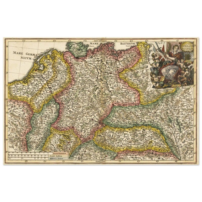 Nova Totius Germaniae Descriptio Geographica  ancient map of Germany by Heinrich Scherer