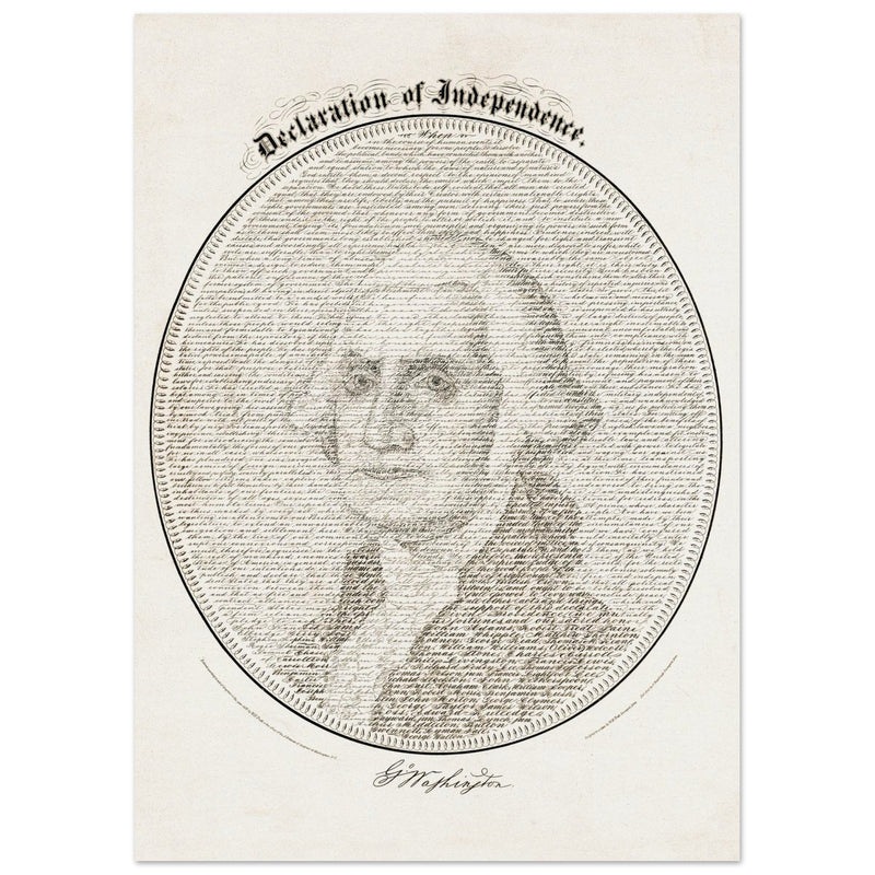Declaration of Independence vintage print reproduction. George Washington president .