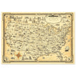 United States of America vintage map by Ernest Dudley Chase celebrating landmarks and national symbols of identity.