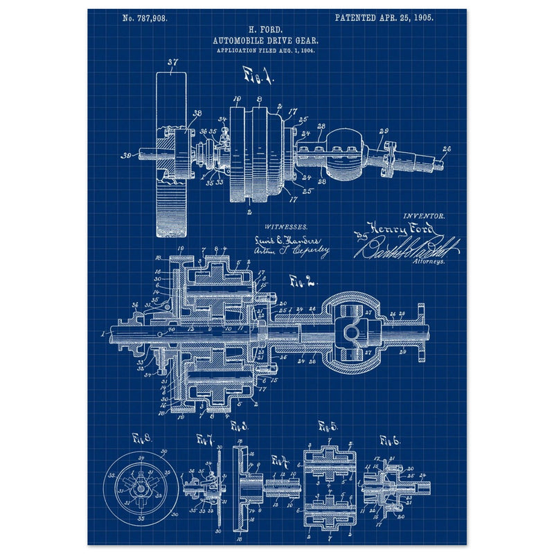 Automobile Drive Gear patent 787908 by Henry Ford. Vintage car