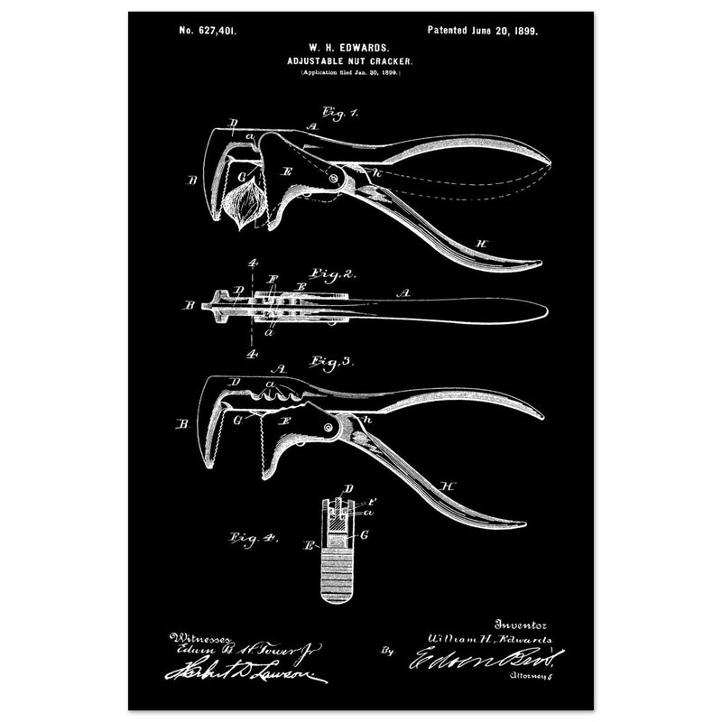 Vintage Adjustable Nut Cracker patent by William H. Edwards.