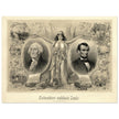 Abraham Lincoln and George Washington. Columbia's noblest sons engraving