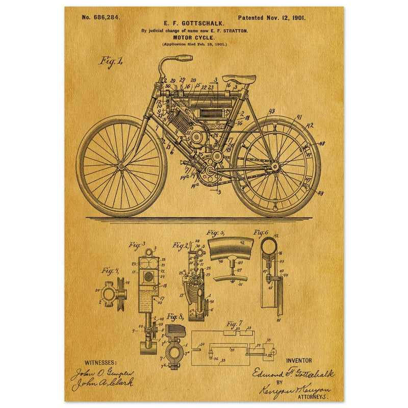 Motorcycle old patent 686284 by Gottschalk