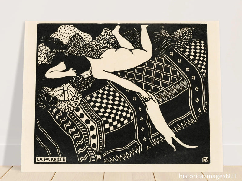 Laziness by Felix Vallotton 1896. Woman with cat.