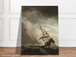Willem van de Velde A Ship on the High Seas Caught by a Squall, Known as The Gust. Old marine painting. Stormy sea.