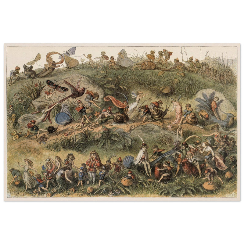 Richard Doyle fantasy illustration part Fairyland book. Triumphal march of the Elf king.