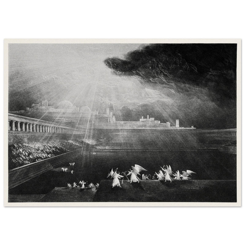 John Martin mezzotint engraving . Paradise Lost. The Courts of God .