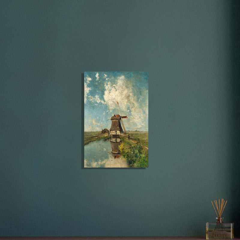 Old dutch windmill painting by Paul Gabriel XIX Century.
