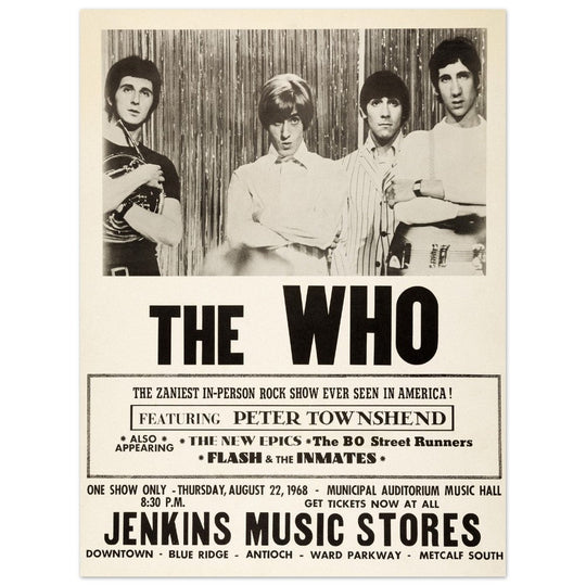 The Who concert poster reproduction. 1968 Concert . Fine art paper print