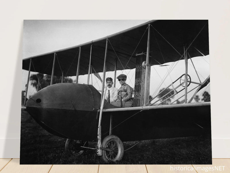 Katharine Wright aboard the Wright Model HS vintage aircraft
