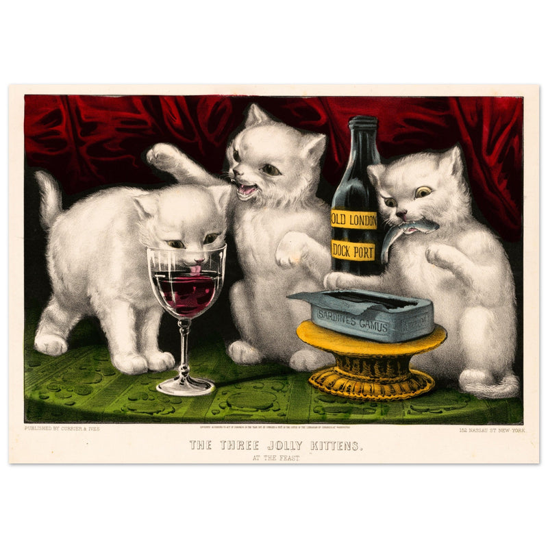 The three jolly kittens  at the feast Author Currier & Ives 1871