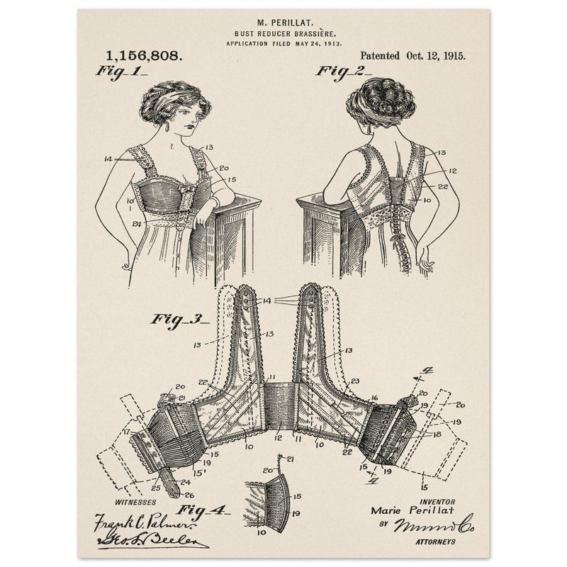 Bust reducer brassiere vintage patent by M Perillat