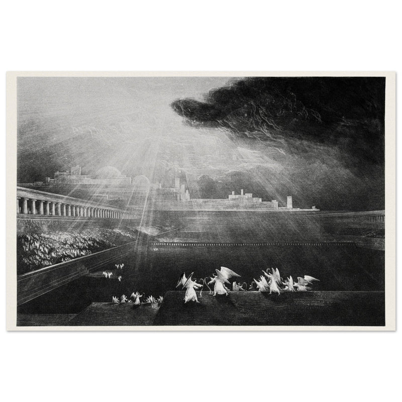 John Martin mezzotint engraving . Paradise Lost. The Courts of God .