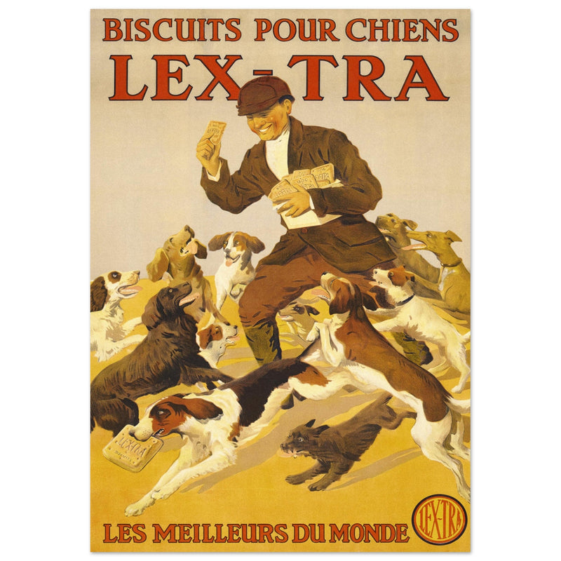 Lex Tra biscuits for chiens Biscuits for dogs advertising vintage poster.