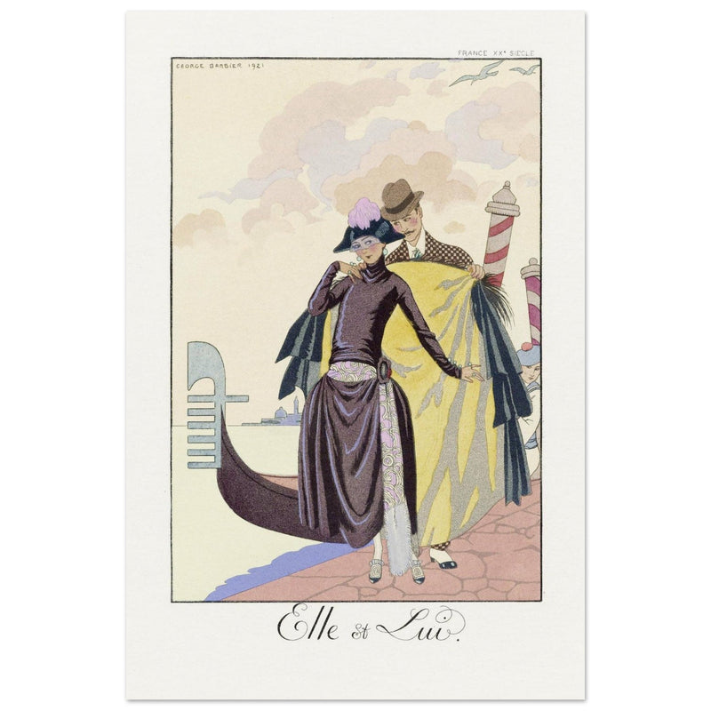 George Barbier Elle et Lui vintage illustration. Falbalas et Fanfreluches: almanach des modes. ,