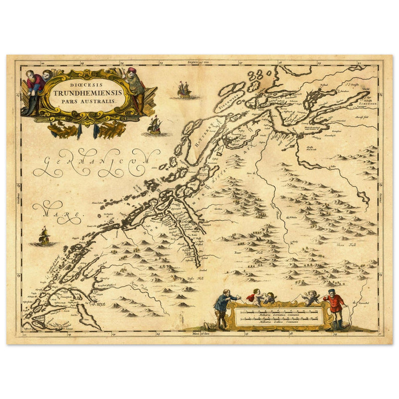 Ancient map of Norway published in the XVII Century by Jan Jansson