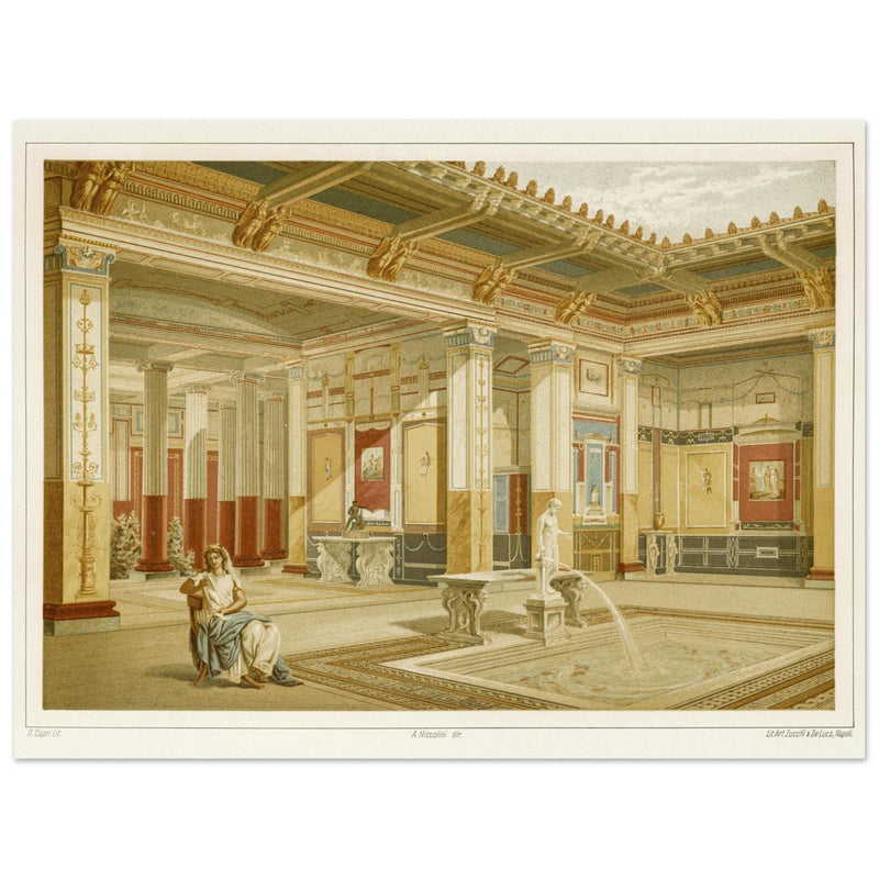 Woman in roman courtyard in Pompeii by D. Capri book project by Fausto and Felice Niccolini.