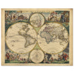 Frederik de Wit 1688 Ancient wold map. Double hemisphere antique old map reproduction. Nova orbis Tabula