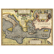 Ancient map of Europe and Asia tracing the sea route to Troy across the Mediterranean sea by Abraham Ortelius