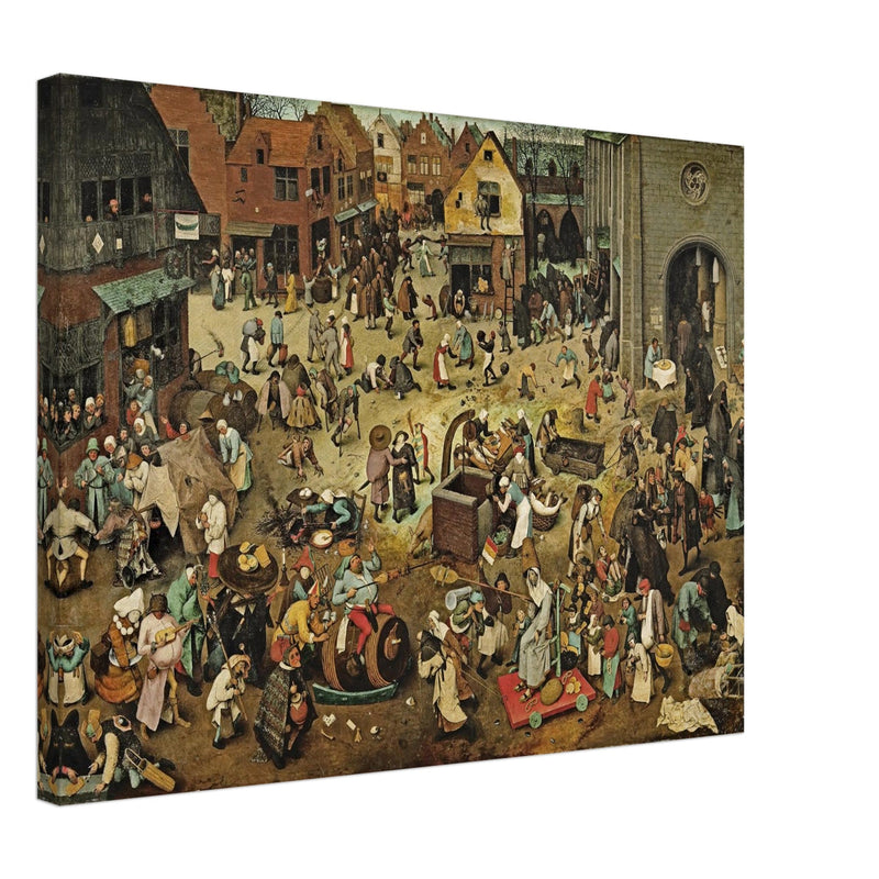 The Fight Between Carnival and Lent old painting by  Pieter Brueghel the Elder.