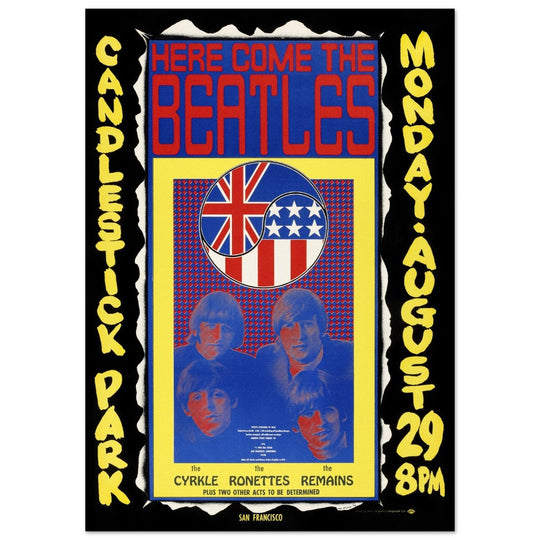 The Beatles concert poster reproduction. Final Concert at Candlestick Park in 1966.