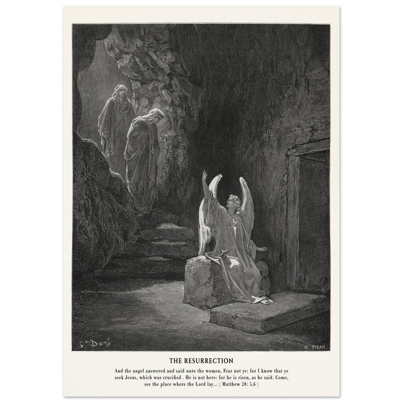 Gustave Dore The Bible engraving print . The Resurrection illustration .