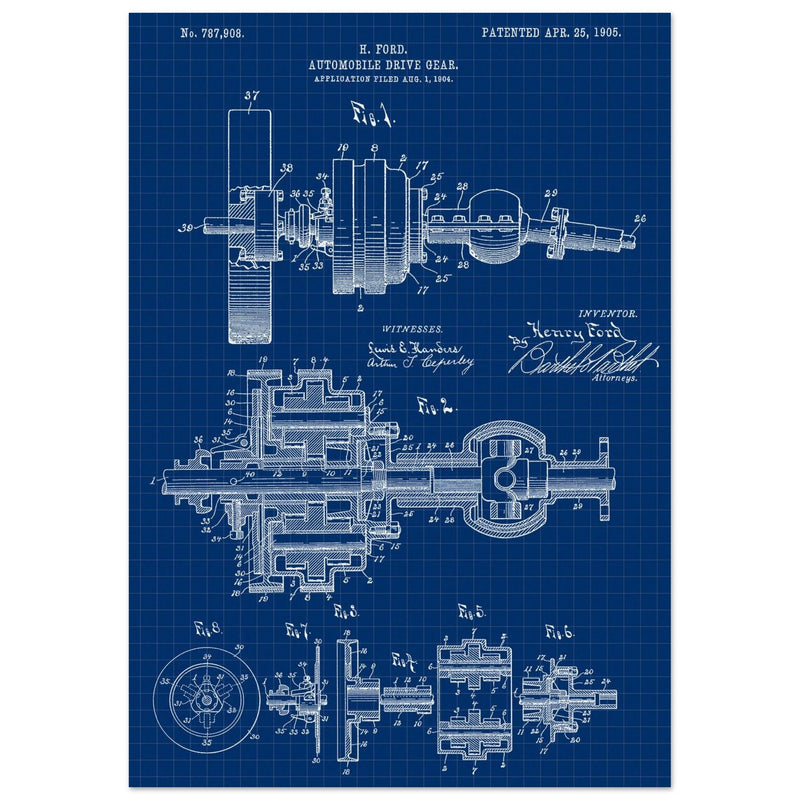 Automobile Drive Gear patent 787908 by Henry Ford. Vintage car