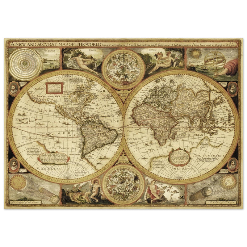 Ancient old world map of the XVII century by John Speed.