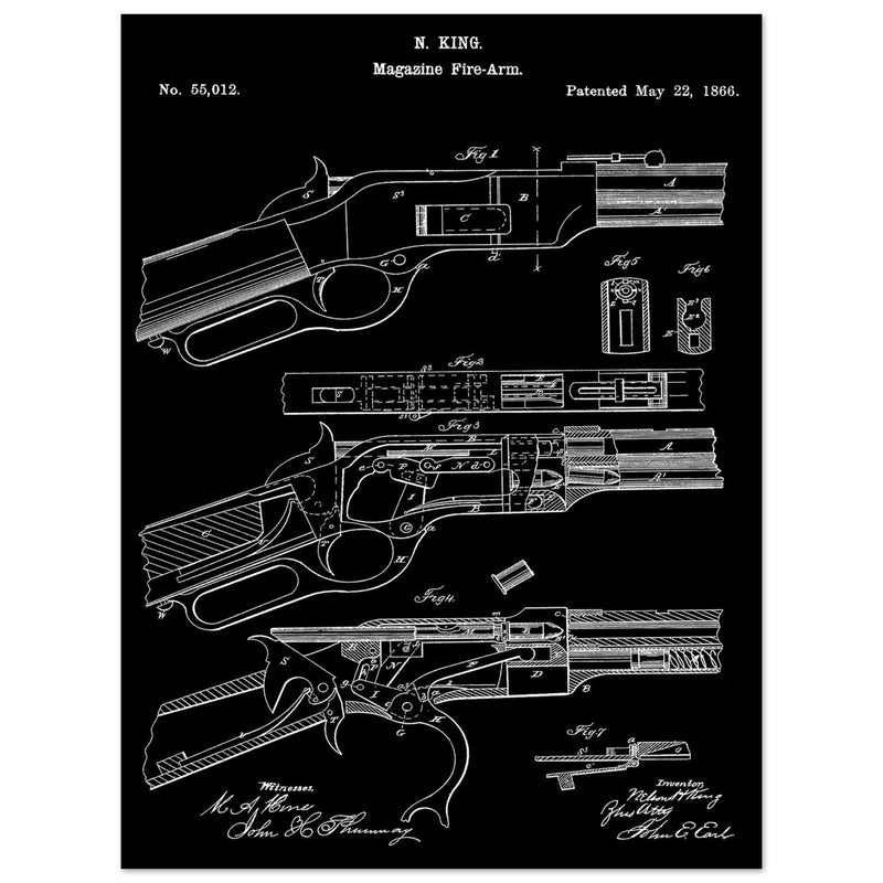 Magazine Fire arm patent 55012 by N kinf.