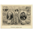Abraham Lincoln and George Washington. Columbia's noblest sons engraving