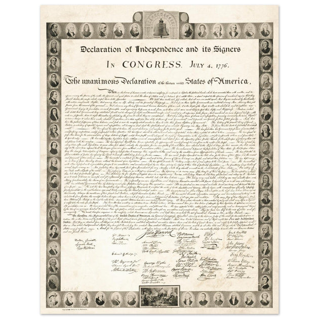 Declaration of Independence of the United States of America and its signers.