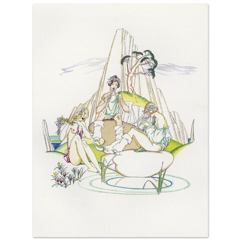 Island of Lesbos Greece. Daphnis and Chloe illustration by John Austen.