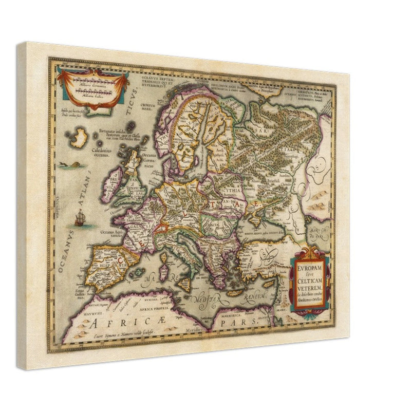 Ancient map of Europe and the Celts. Europam sive Celticam veterem by Abraham Ortelius.