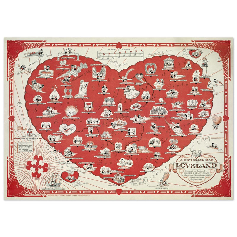 A Pictorial Map of Loveland by Ernest Dudley Chase romantic illustrated map