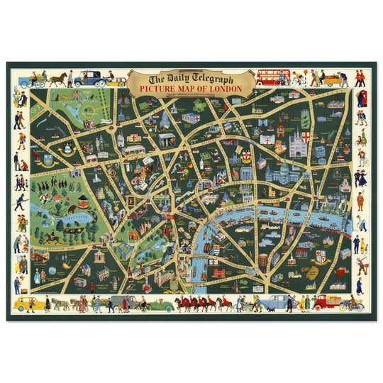 The Daily Telegraph Picture Map of London vintage poster .
