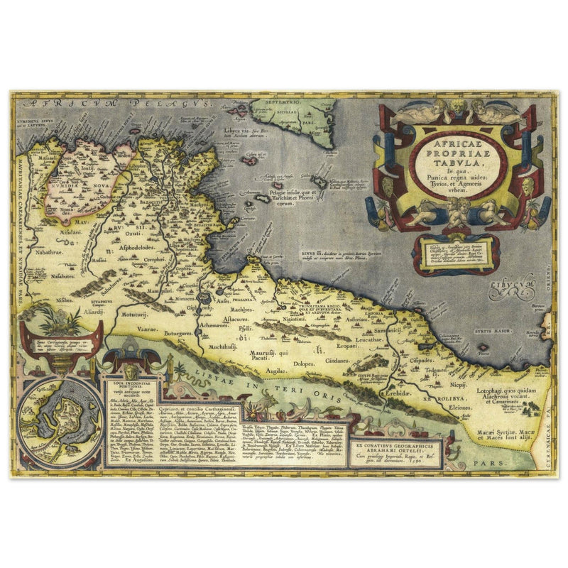 Ancient map of North Africa. Africae Propriae Tabula by Abraham Ortelius