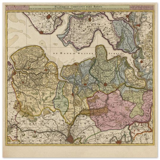Flanders ( Flandriae ) ancient map by Nicolaes Visscher .