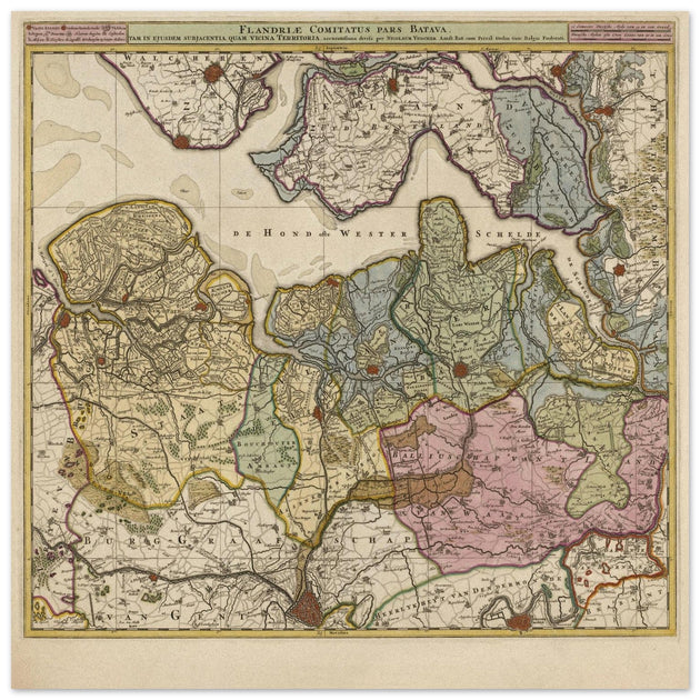 Flanders ( Flandriae ) ancient map by Nicolaes Visscher .