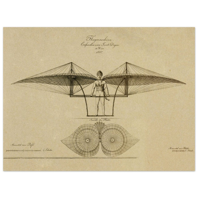 Flight machine invented by Jacob Degen in  1807 also called Degen ornithopter.