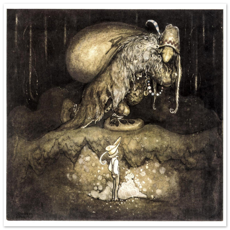 John Bauer illustration for the fairy tale The Boy and the trolls by Walter Stenstrom.