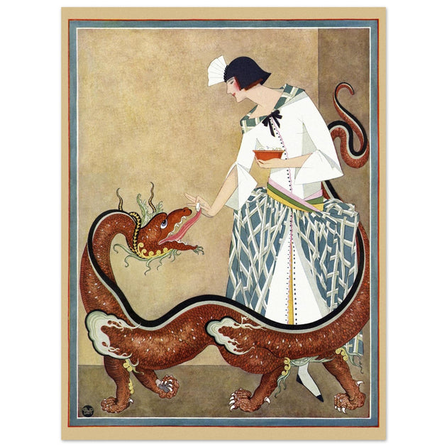 George Wolfe Plank fashion magazine cover 1923. Woman with dragon.