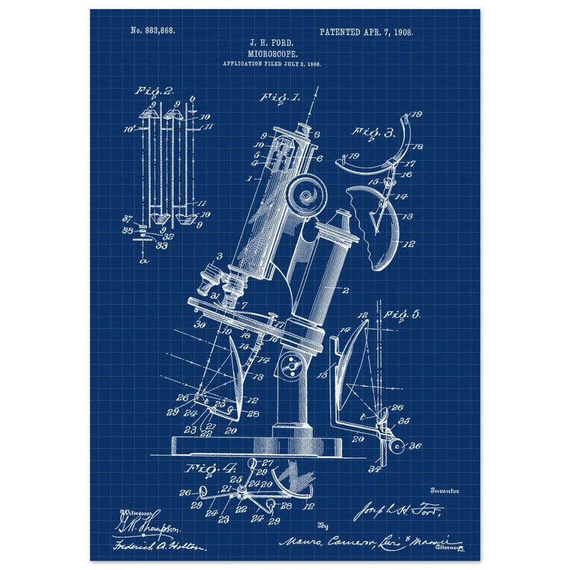 vintage microscope patent by J H Ford.