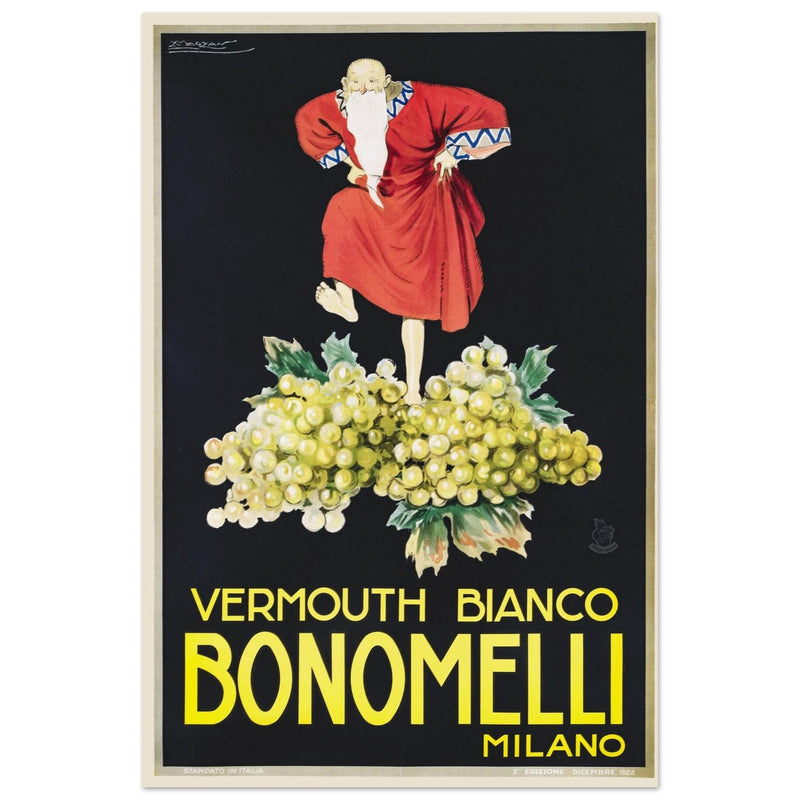 White Vermouth aperitif drink Bonomelli vintage advertising. Fine art  poster by Luciano Achille Mauzan 1932