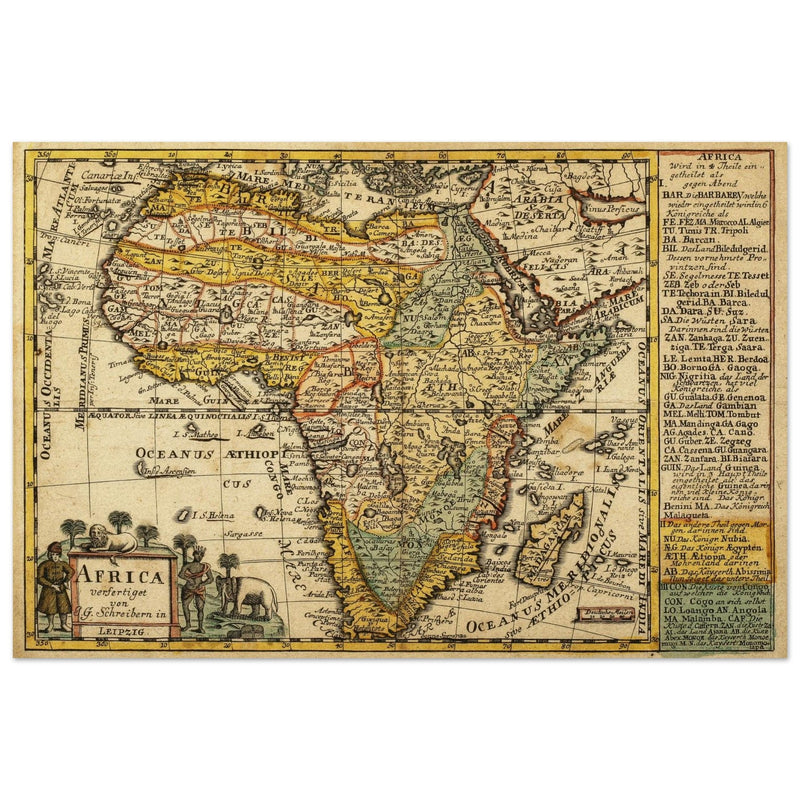 Africa ancient map of the XVIII century by Johann Georg Schreiber.